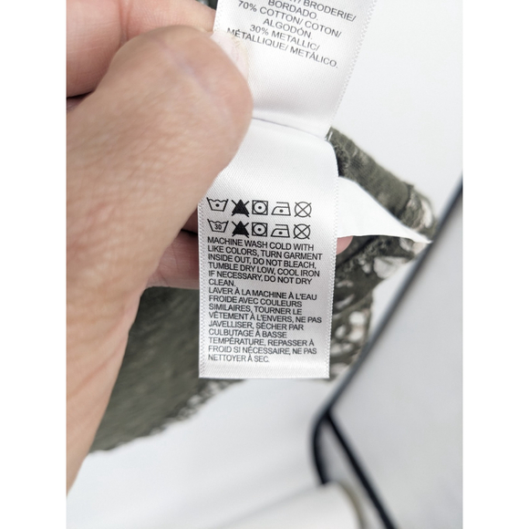 Lucky Brand Shirt Women 2X Green Floral Embroidered Boho Peasant Top Long Sleeve - Picture 8 of 11